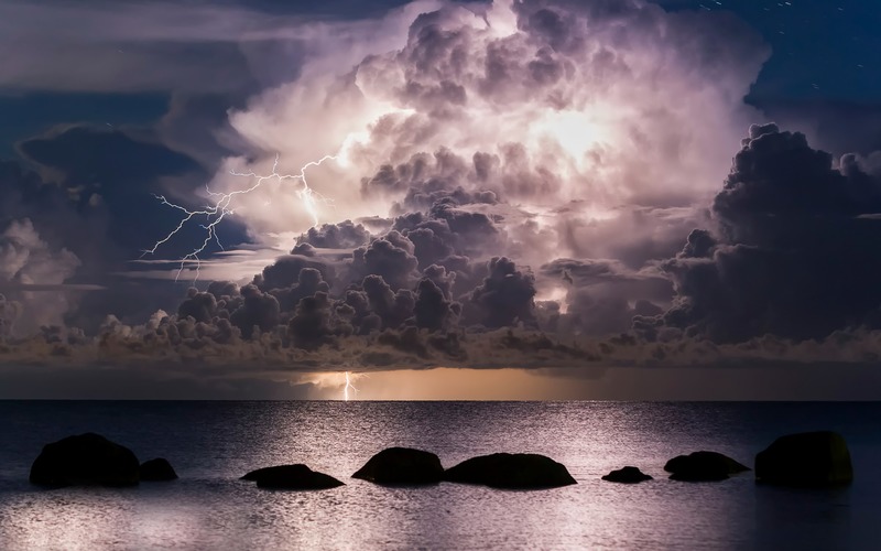 storm, clouds, ocean, nature
