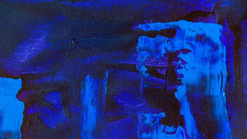 canvas, paint, spots, blue, abstraction, 4k