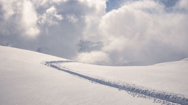 snow, path, slope, hill, 4k