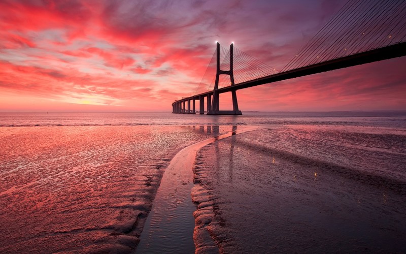 world, beautiful places, bridge, nature, sunset