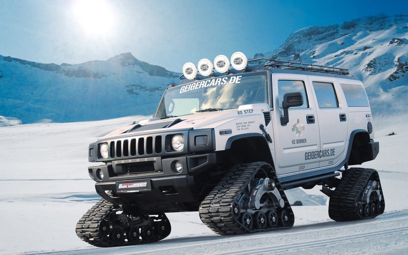 hummer, cars, snow