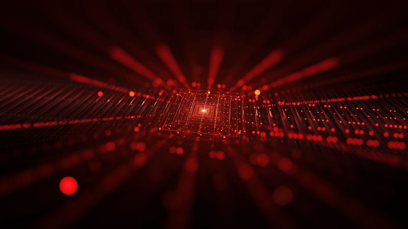 fractal, glare, rays, red, abstraction, 4k
