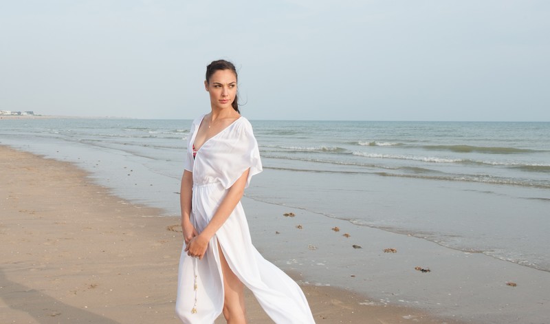 gal gadot, celebrities, girls, white, dress, beach