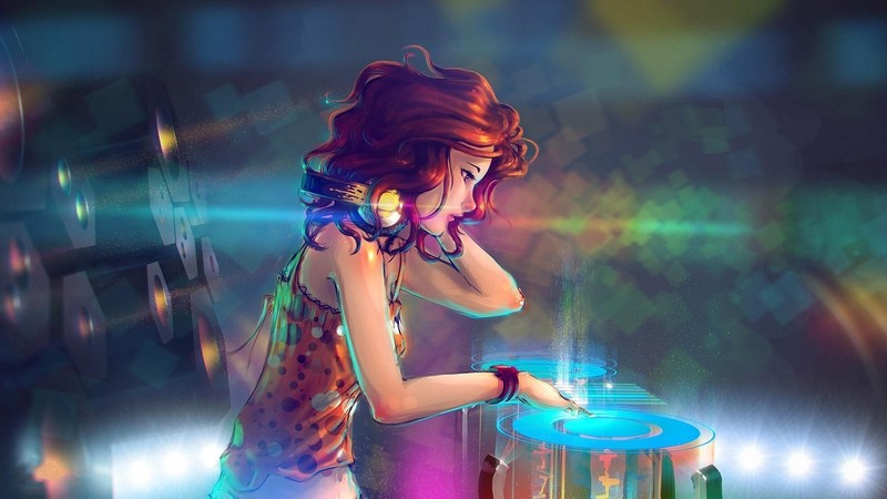 dj, anime girl, anime