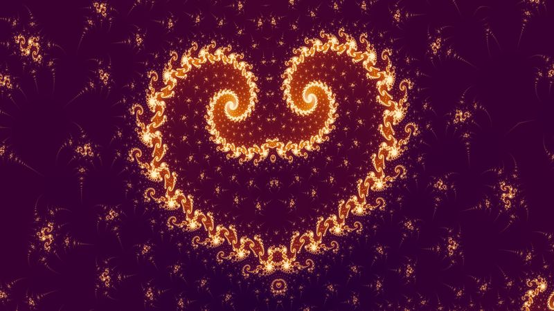 heart, fractal, abstraction, swirling, glow, 4k