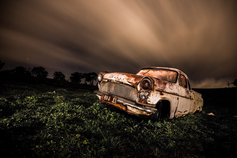 wrecked, vintage, cars