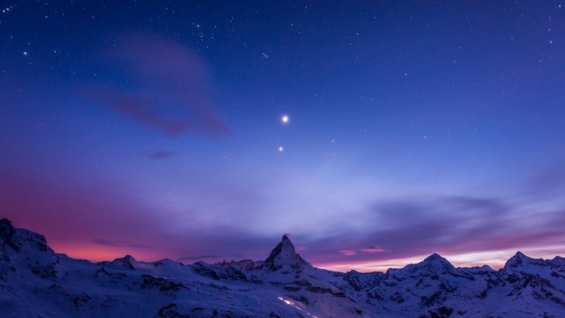 night, nature, mountains, snow