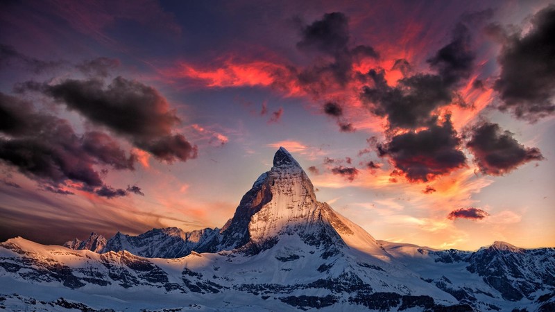 alps, mountains, nature, sky, clouds, snow