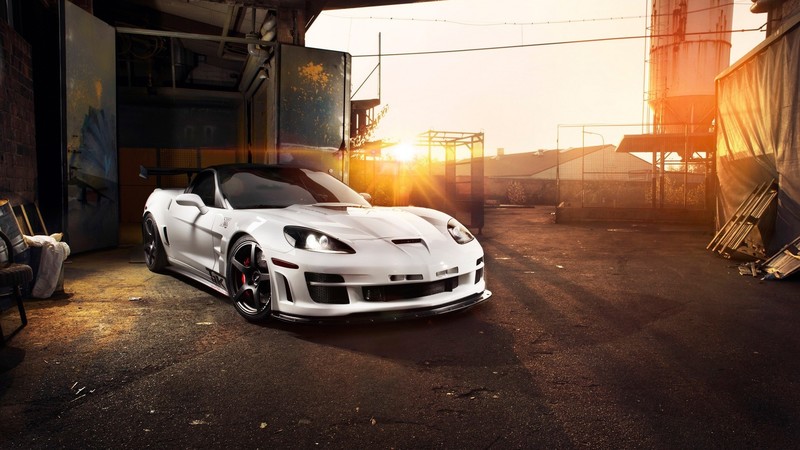 chevrolet, corvette, cars, white, sunlight
