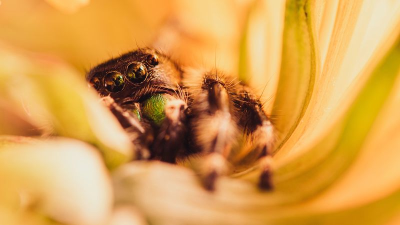 spider, macro, flower, petals, 4k