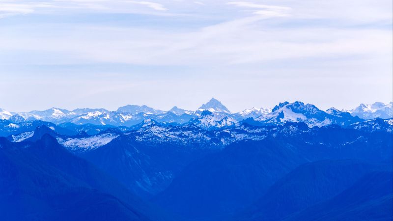 mountains, fog, haze, blue, landscape, 4k