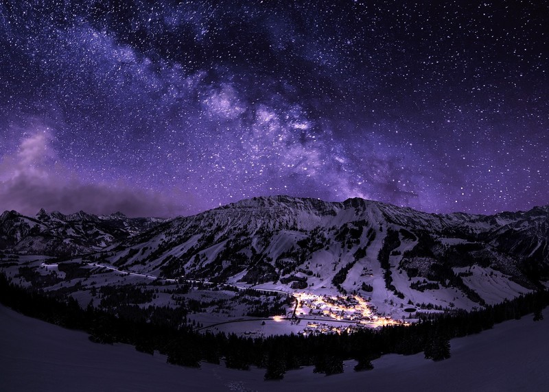 stars, galaxy, night, nature, purple
