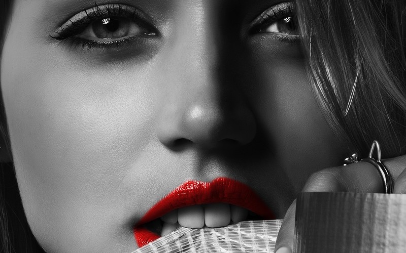 red, lips, girls