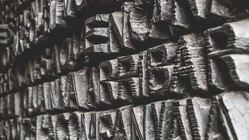 letters, wall, relief, stone, texture, 4k