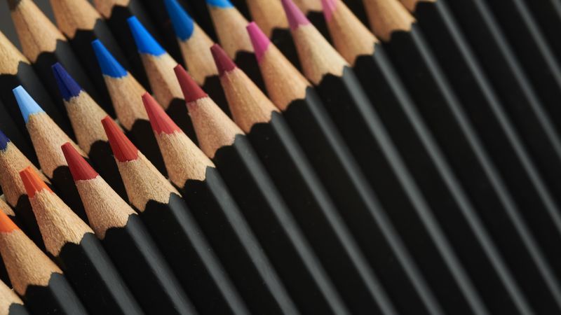pencils, black, colorful, macro, 4k