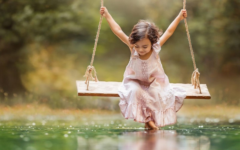 girl, cute, swing