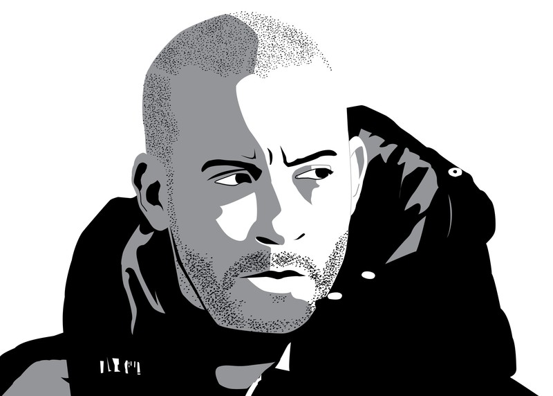vin diesel, celebrities, black and white, monochrome, vector