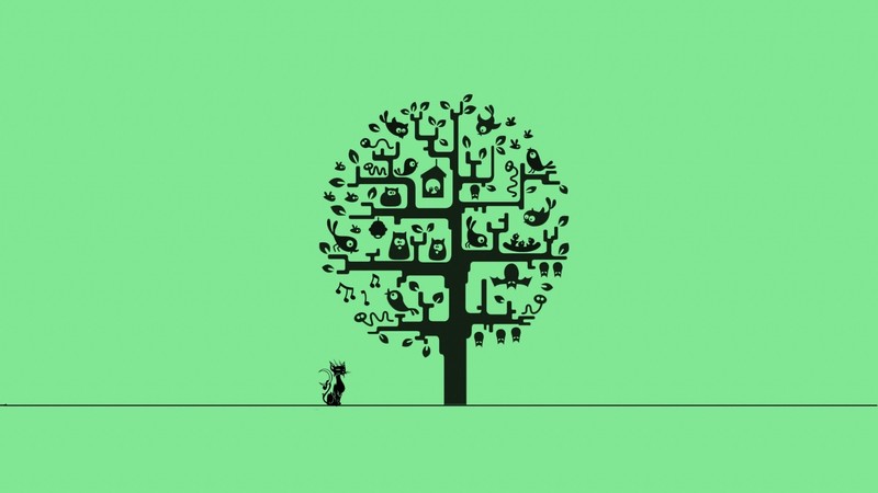 tree, minimalism, artist, cat