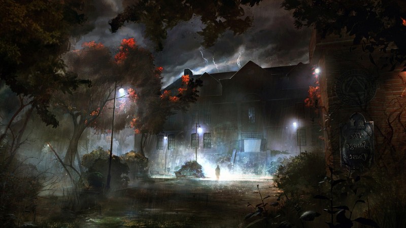 rain, house, artist, digital art