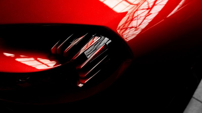 car, red, reflection, shape, 4k