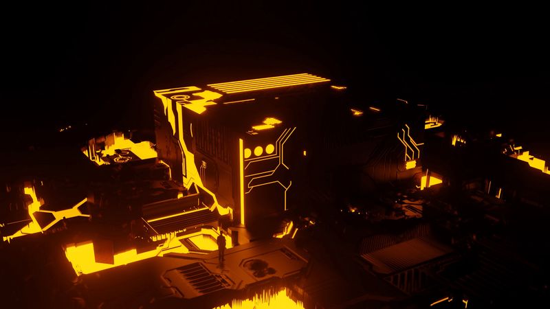 construction, 3d, glow, dark, silhouette, 4k