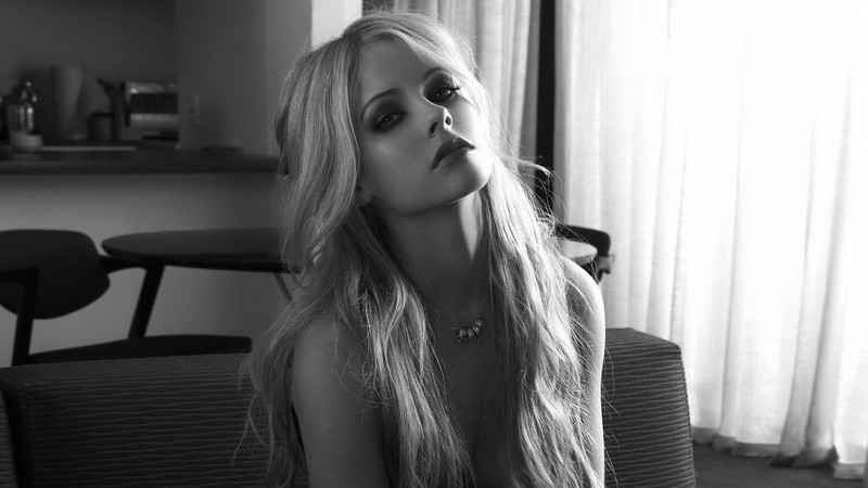 avril lavinge, singer, music, girls, celebrities, monochrome, black and white