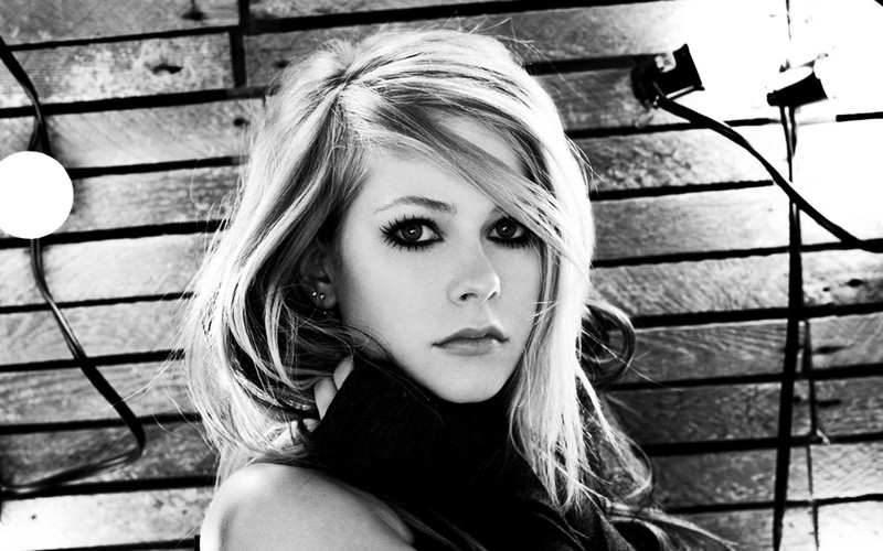 avril lavinge, singer, music, girls, celebrities, monochrome, black and white