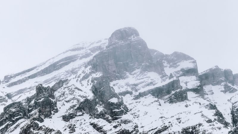 mountain, snow, winter, landscape, 4k