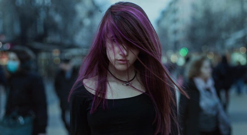 purple, girls, hairs
