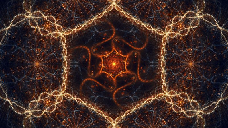 fractal, swirling, rotation, rays, abstraction, 4k