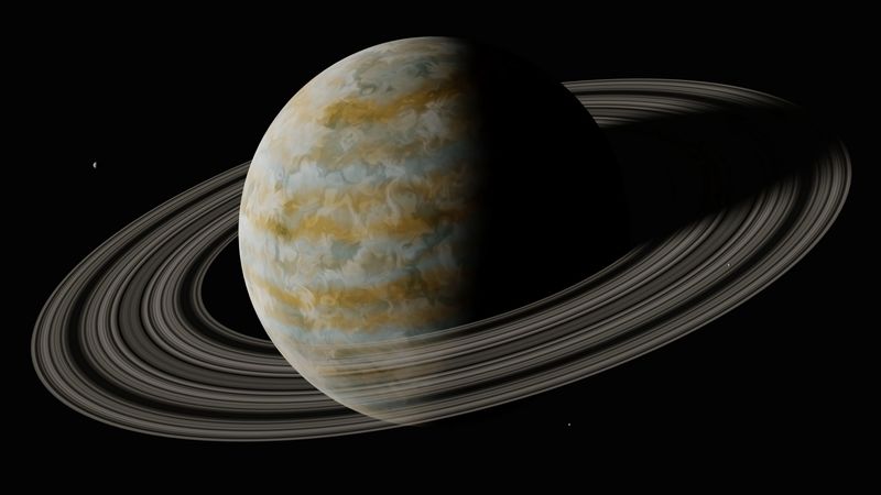 planet, rings, space, dark, 4k
