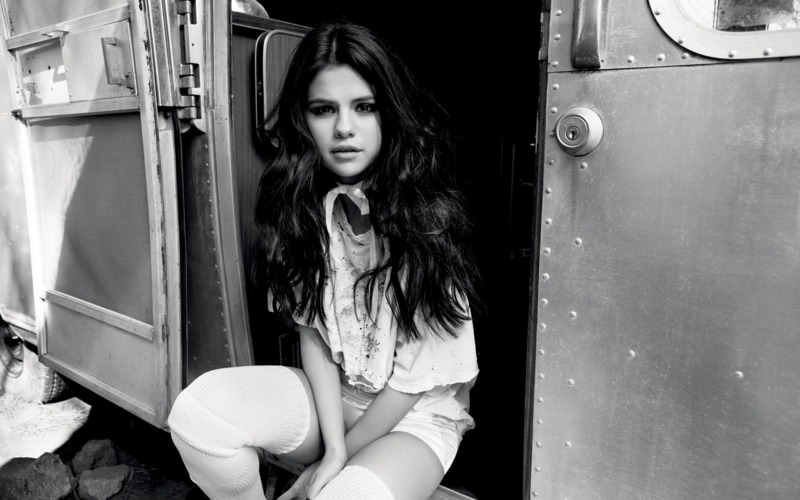 selena gomez, celebrities, music, girls, monochrome, black and white