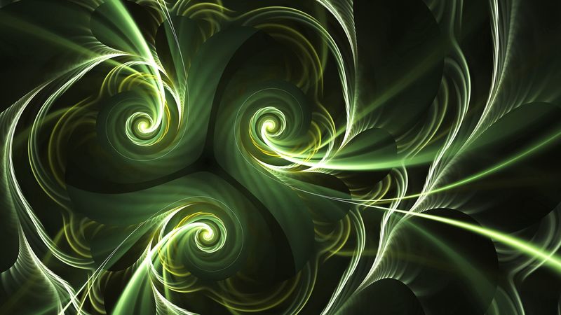 fractal, swirling, spirals, glow, abstraction, 4k