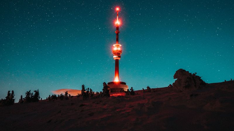tower, building, backlight, night, 4k