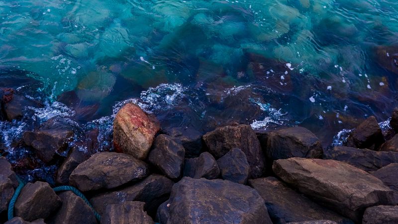 water, stones, shore, 4k