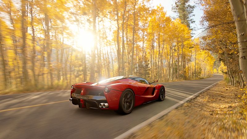 ferrari, car, sportscar, red, road, speed, 4k