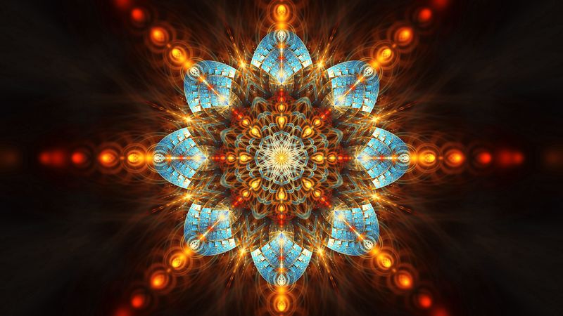 fractal, flower, abstraction, pattern, symmetry, 4k