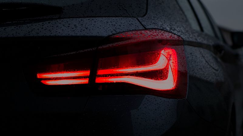 car, black, wet, taillight, backlight, 4k