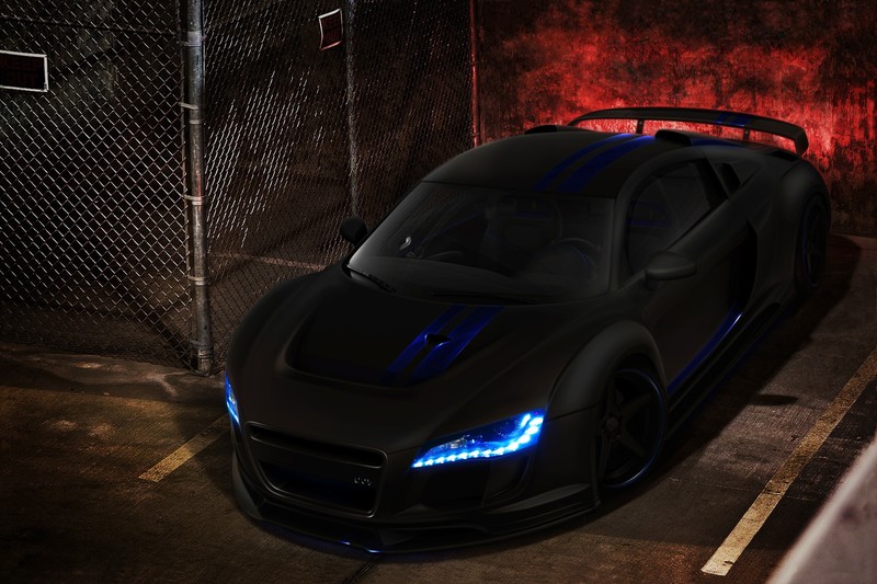 audi, cars, lights, black, matte