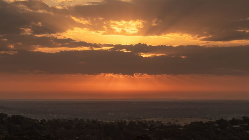 sky, clouds, sunset, horizon, landscape, 4k