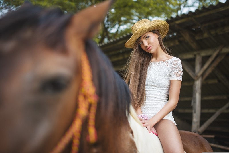 hat, women, horse, girls, animals
