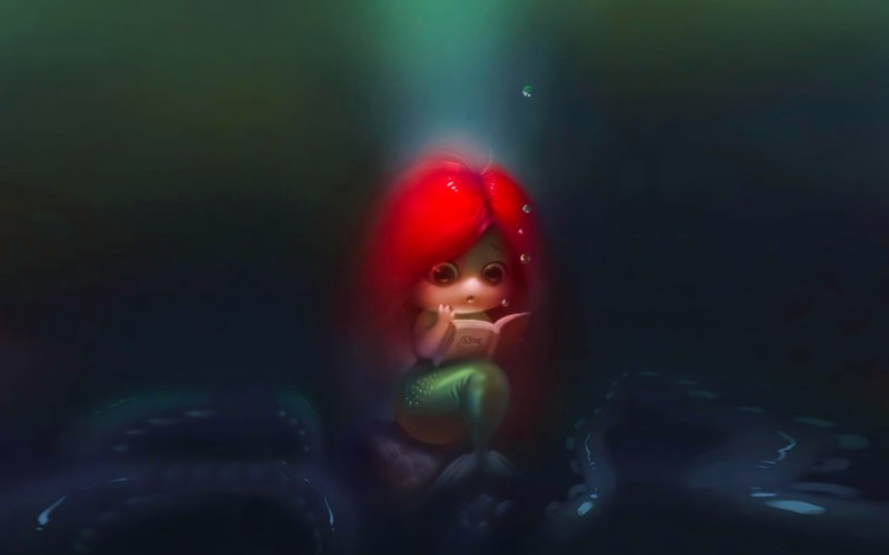 artist, mermaid, girl, cute