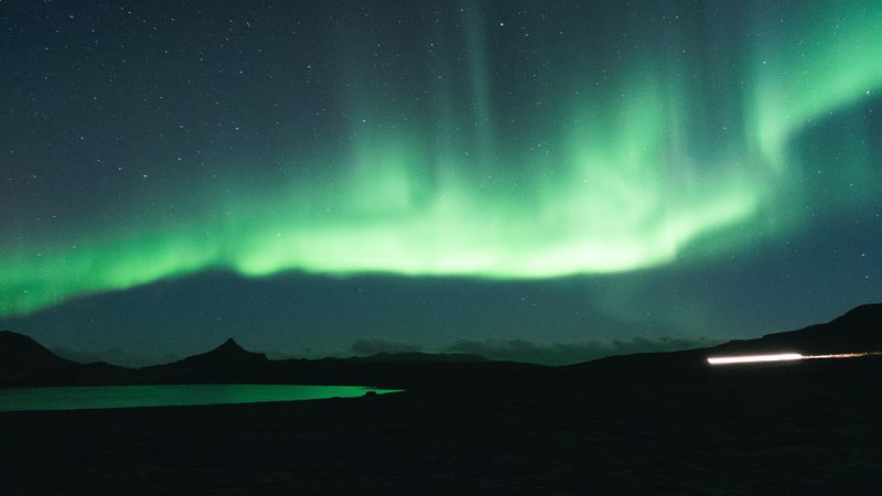 northern lights, aurora, green, night, landscape, 4k