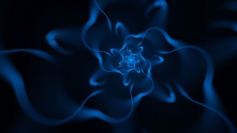 fractal, swirling, wavy, blue, 4k