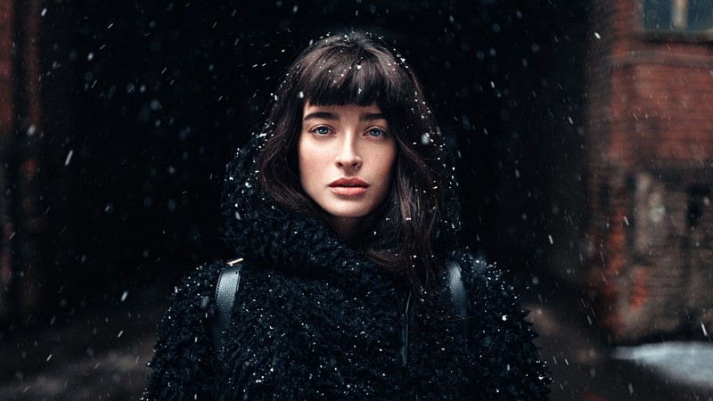 girls, alone, snow
