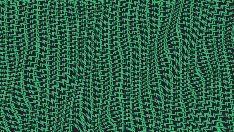patterns, wavy, mosaic, green, black, 4k
