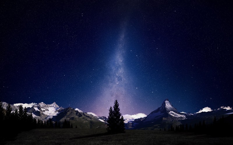 alps, nature, night