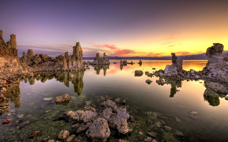 sunset, nature, shore