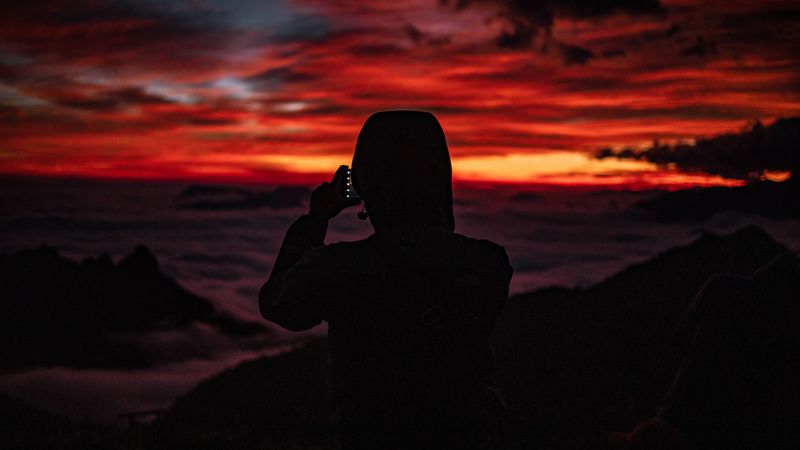 silhouette, hood, sunset, darkness, 4k