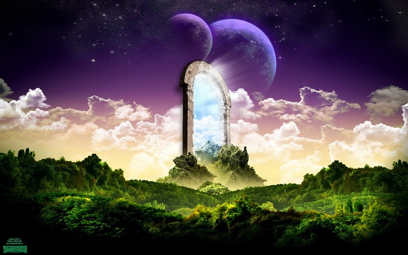 dreamy, fantasy, universe, door